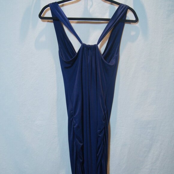 Graham & Spencer Navy Silk Midi Dress 100% Silk Sleeveless Drape - Picture 4 of 4